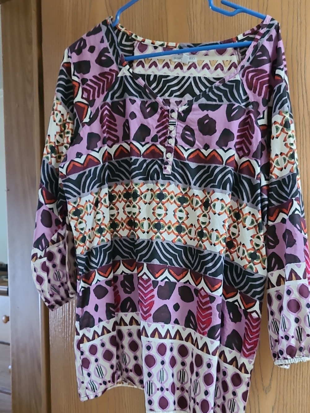 Fashion Bug Purple Multi-Pattern Long Sleeve Top